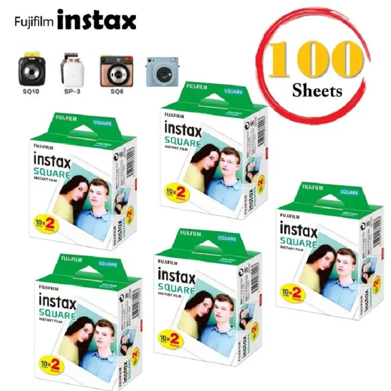 ورق تصوير فوجيفيلم إنستاكس سكوير بحواف بيضاء، 10-100 ورقة، متوافق مع كاميرات Instax SQ10 و SQ6 و SQ20 وطابعة SP-3