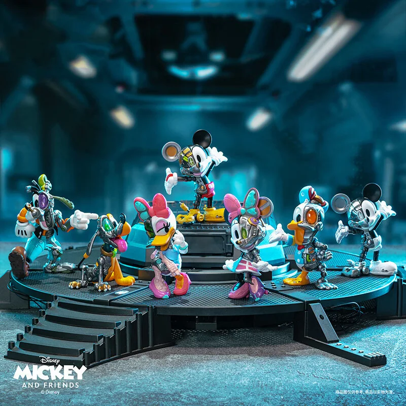Cyberpunk Cartoon Mystery Box Set 6 pièces Figurines d'anime mécaniques, boîte aveugle à collectionner pour bureau/décor à la maison Style inspiré de Disney