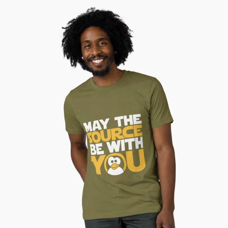 

May The Source Be With You Linux Penguin 0416 Funny Developer Gift t shirt for Software Engineer Graphic clothes All size Tops