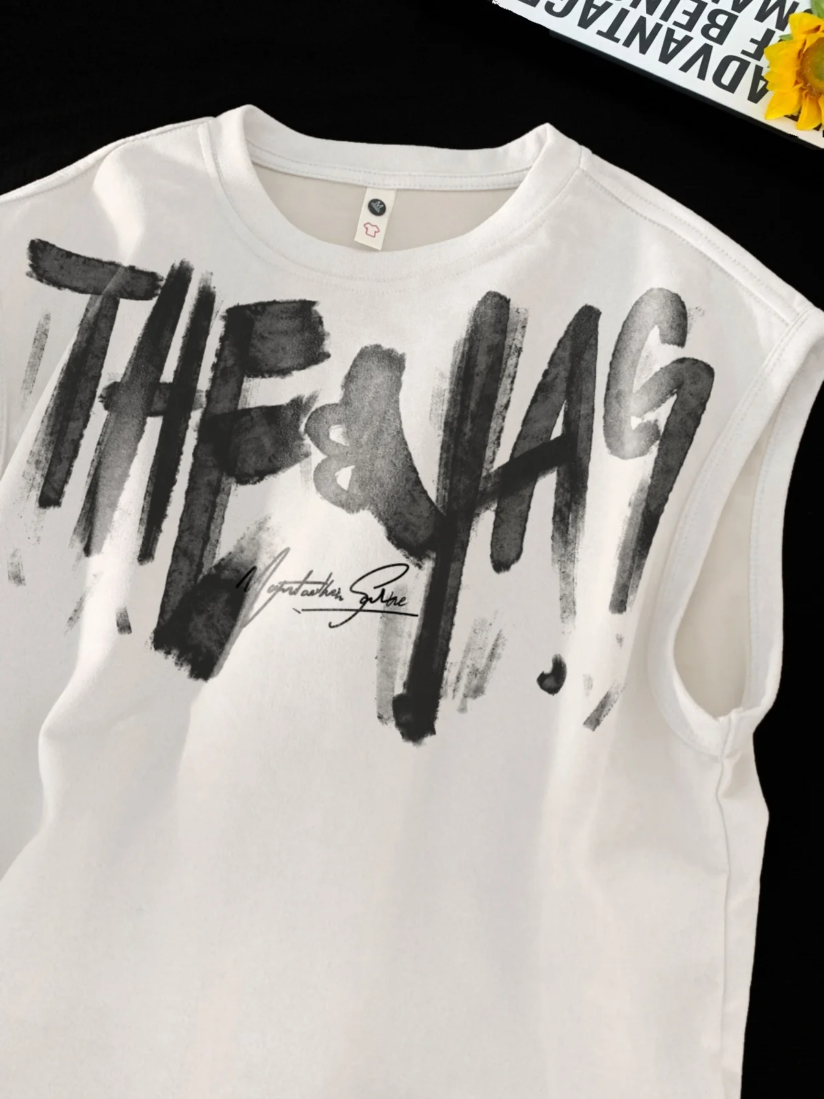 American Street fiti Gilet in pelle scamosciata da uomo Tendenza estiva Marca Fitn Sport oulder T-shirt Svel ampia di grandi dimensioni