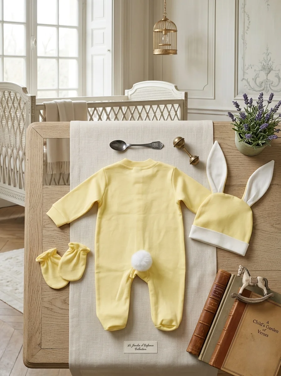 Cute Baby  Bunny Romper Set - Ears & Mitts - Soft Wear for Daily Use & Photoshoot