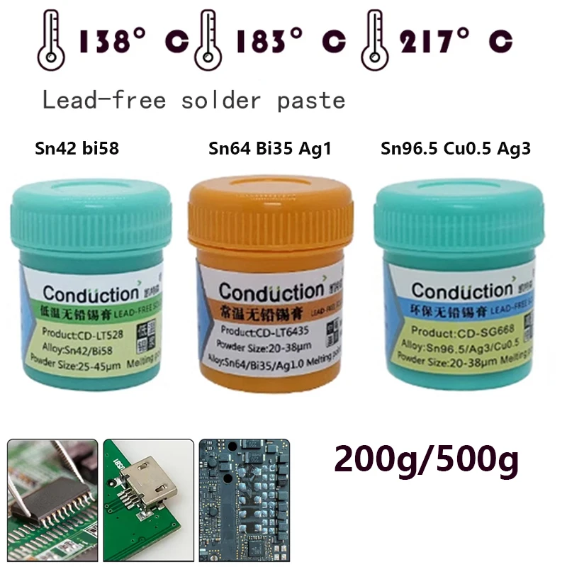 

Lead-free solder paste maintenance soldering tin for Phone slurry 138 183 217 degrees environmental protection CPU tin 200/500g