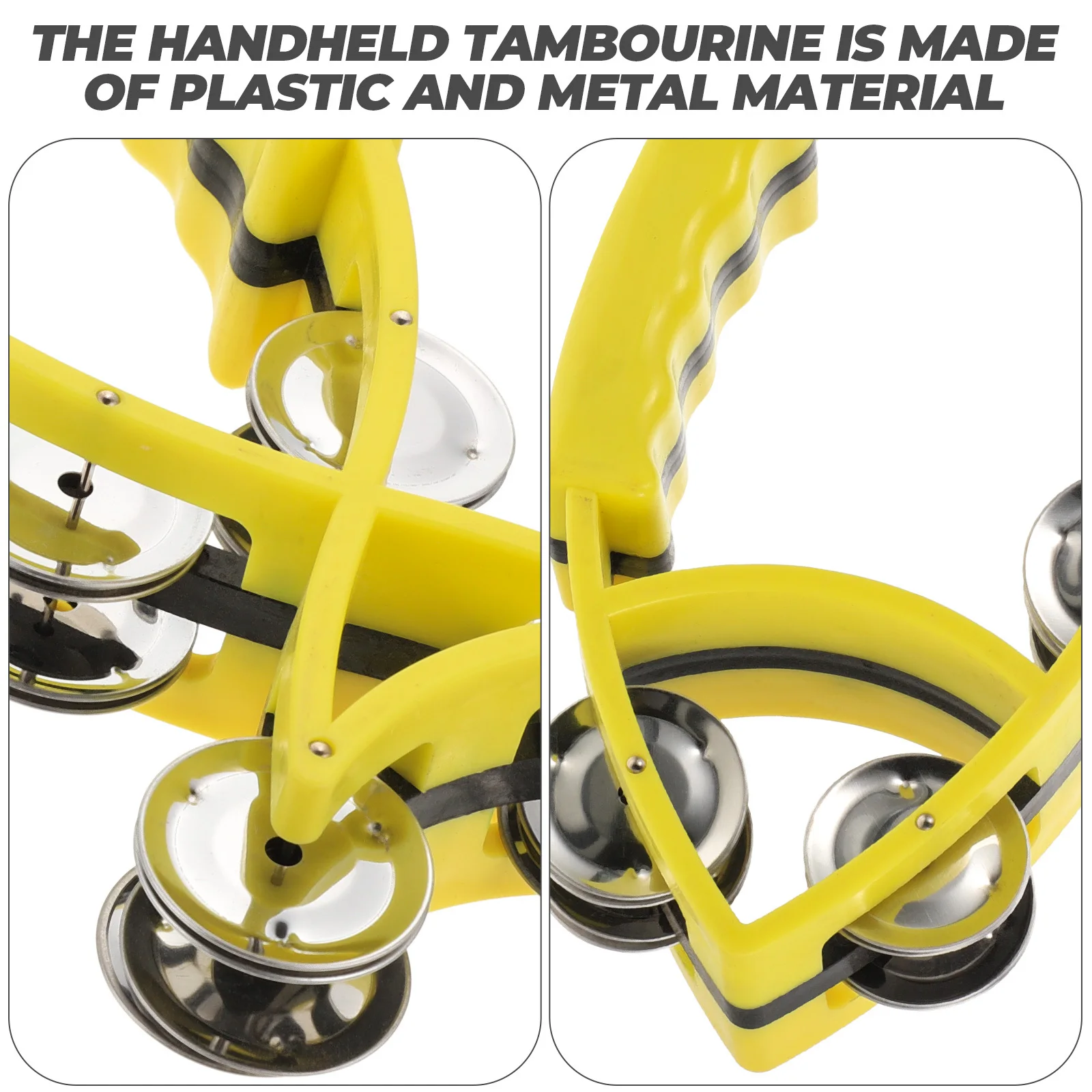 

Fun Handheld Tambourine Bright Crisp Sound Design Kids to Adults Music Instrument Stage Performance Party Prop