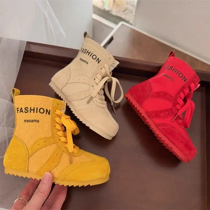 Kids Fashion Boots Colorful Soft Sole Children Short Boots Round Toes Breathable 2025 Autumn New Boys Girls Sweet Boots Non-slip