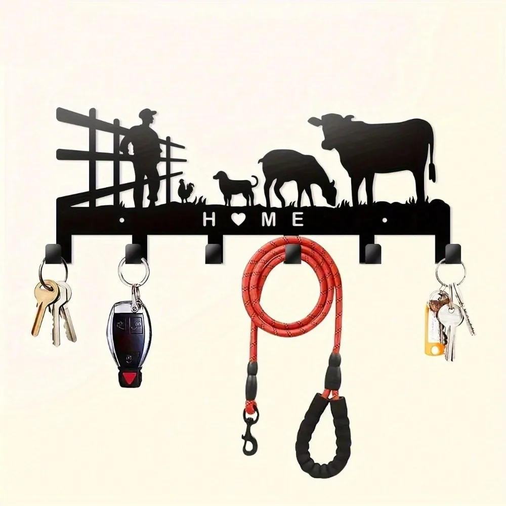 Gancho de pared de Metal para el hogar, decoración rústica de granja con siluetas de animales para llaves, sombreros, bolsas, entrada, garaje, fácil instalación, resistente al agua R