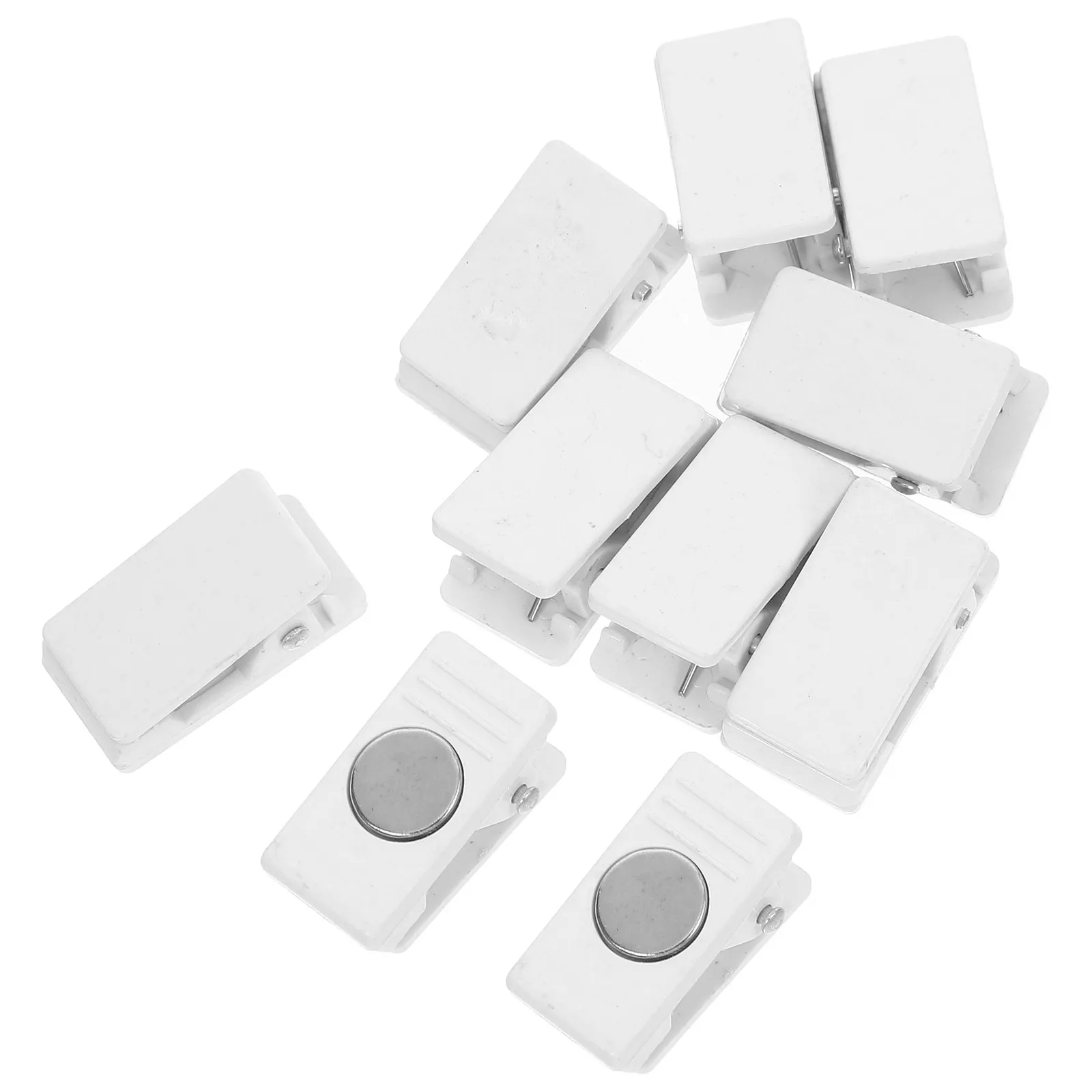 10Pcs Magnetic Badge Clips for Id Cards Name Badges Photos Spring Clip Design Refrigerator Friendly Reusable ABS Steel Magnet