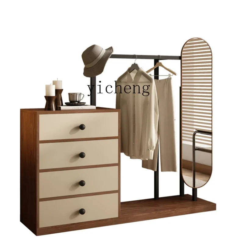 modern simple hanger bedroom floor hanger home full-length mirror multi-functional clothing integrated storage light luxury