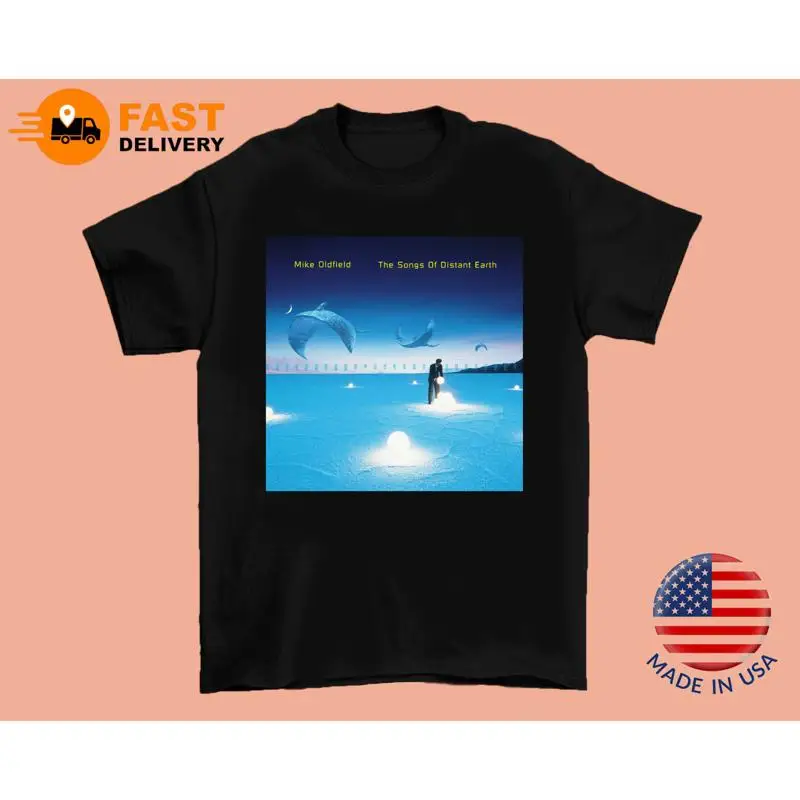 Mike Oldfield las canciones de la tierra distante álbum algodón adulto camiseta
