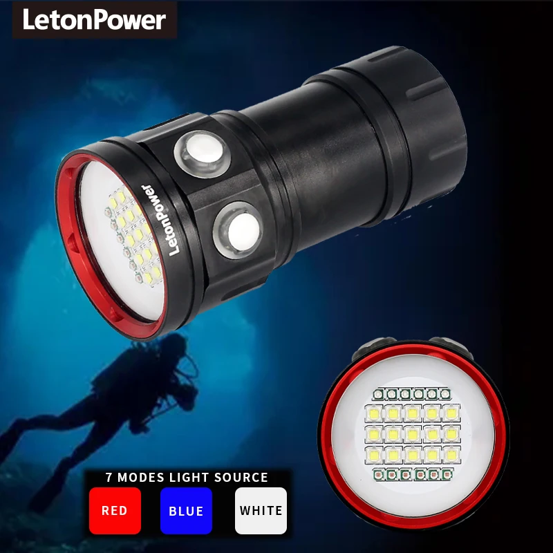 Industrial Submersible Flashlight Underwater Dive Light With 8000 Lumen 10400mAh Battery