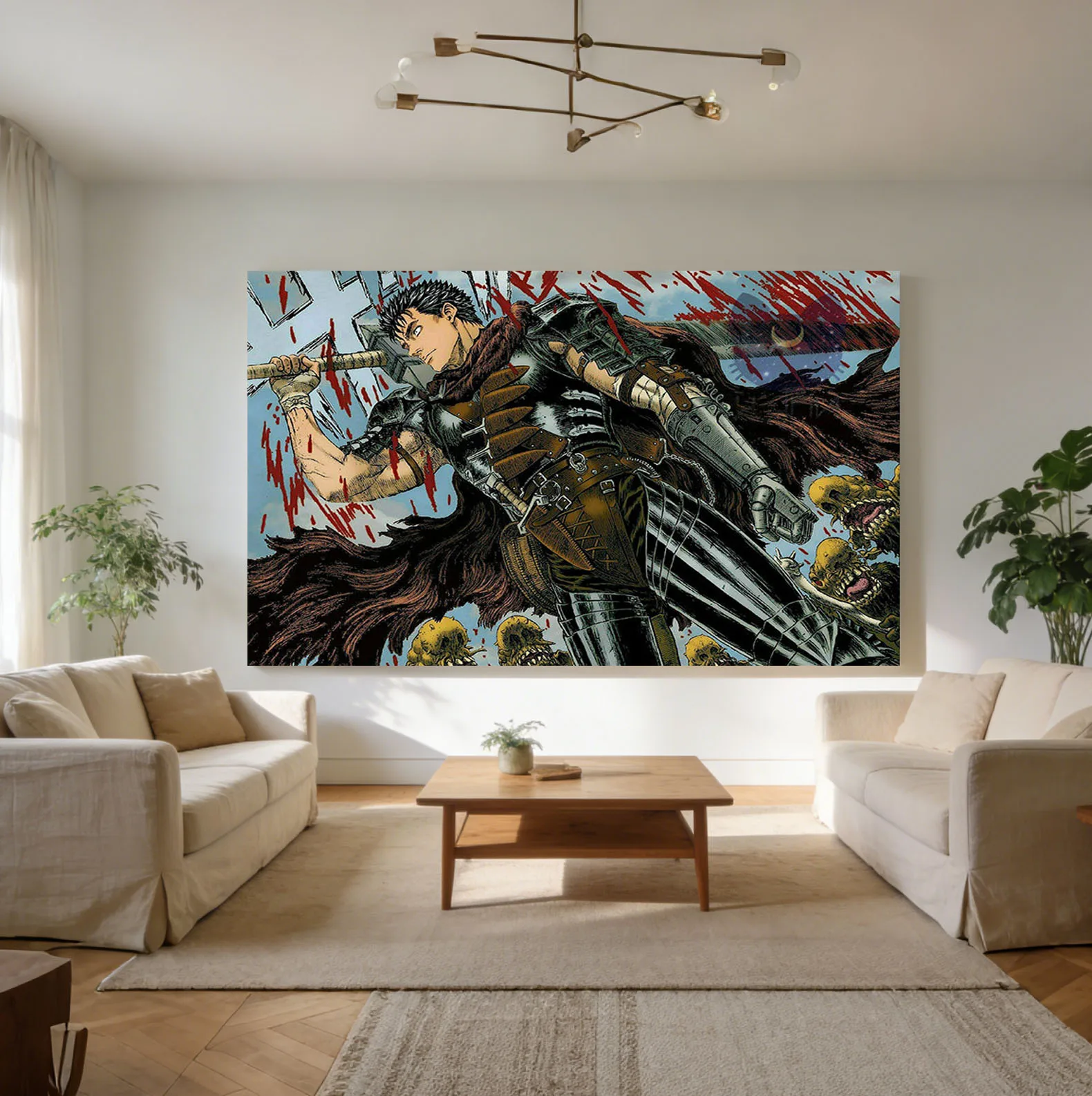 Anime Berserk Themed Printed Tapestry Hippie Sci-Fi Wall Hanging Aesthetic Background Cloth for Bedroom Wall Decor