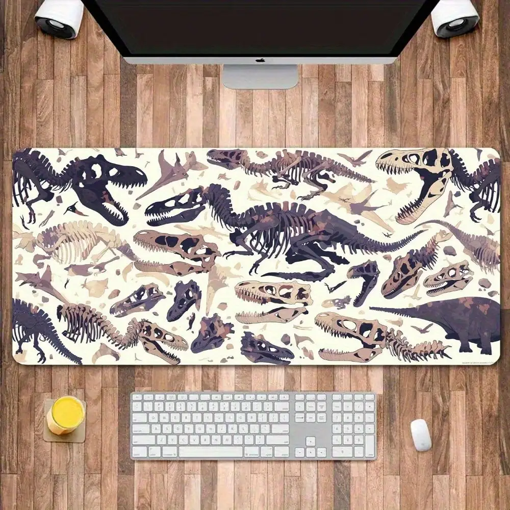 Large 3D Dinosaur Fossil Mouse Pad - Unearthed From Deep Caves, Durable Rubber Base, Non-Slip Surface, Ideal For Computer Gaming & Office Use - Unique Gift For