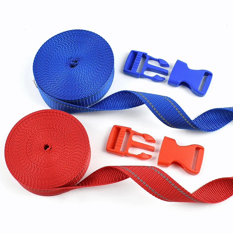

1-5Set 25mm Night Running Dog Walking Collar Repair Accessories Reflective Webbing Release Buckles Combination Buckle Strap