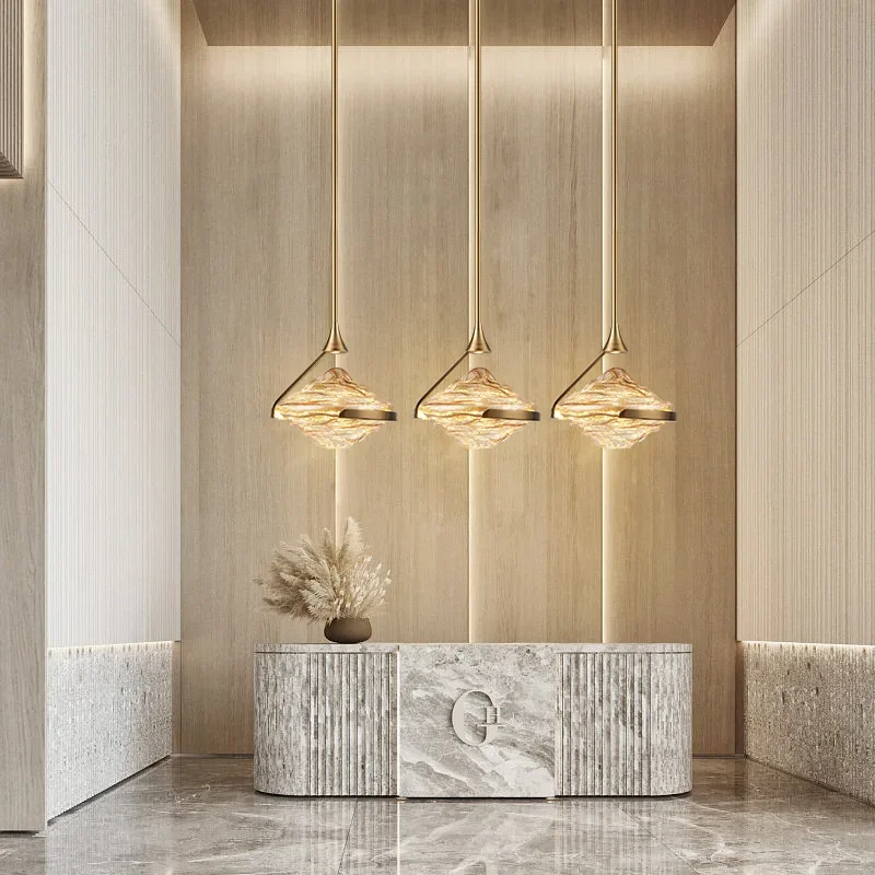 Amber Minimal Bedroom Glass Pendant Lamp Modern Simple Designer Artistic Creative Study Nordic Bedside Pendant Lamp Living Room