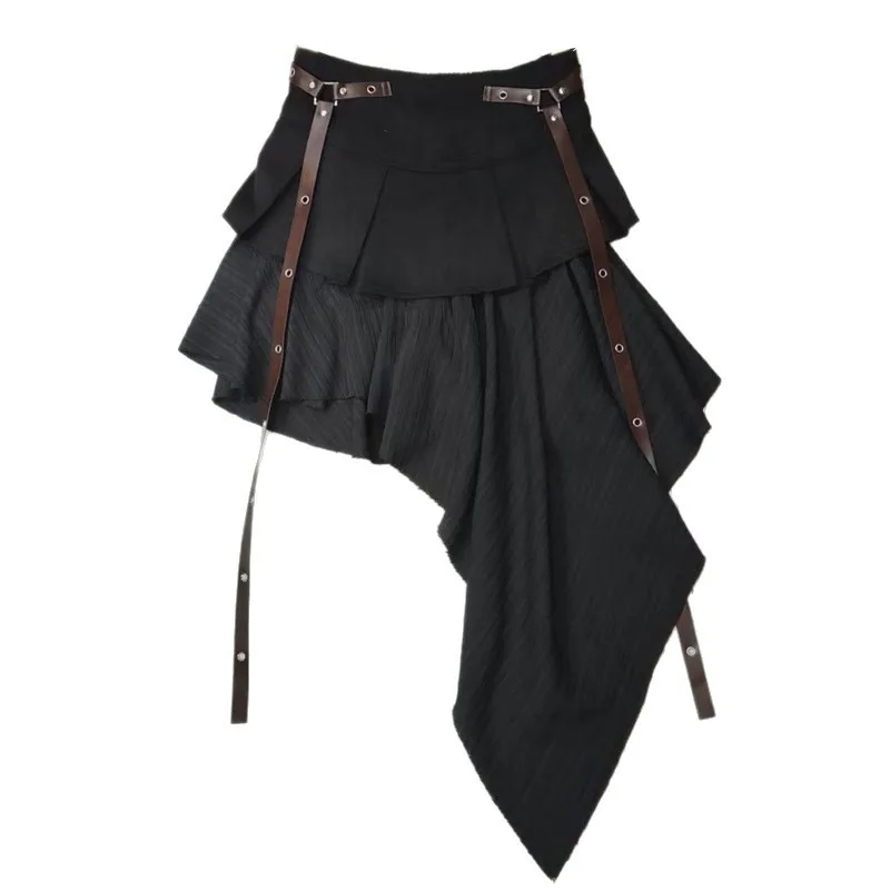 Midi plissado de camurça sintética emendada para mulheres, saia curta evasê emagrecedora de cintura alta elegante