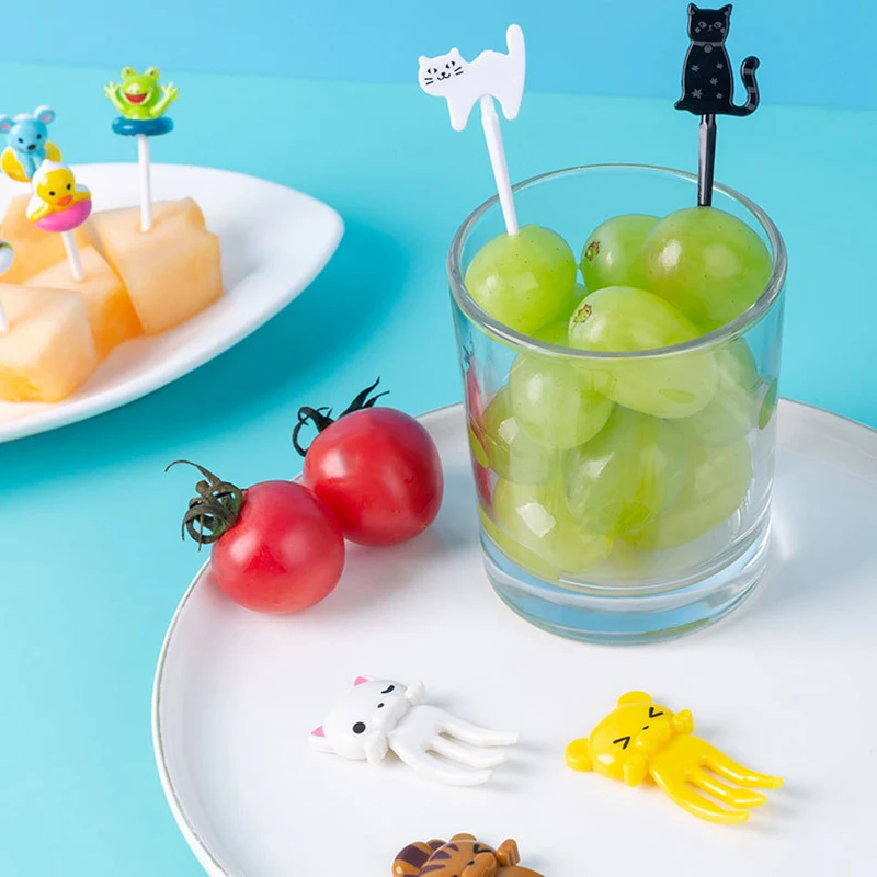 

6/8/10pcs Cartoon Dinosaur Fruit Fork Mini Funny Children Snack Cake Dessert Pick Toothpick Bento Lunches Party Decoration