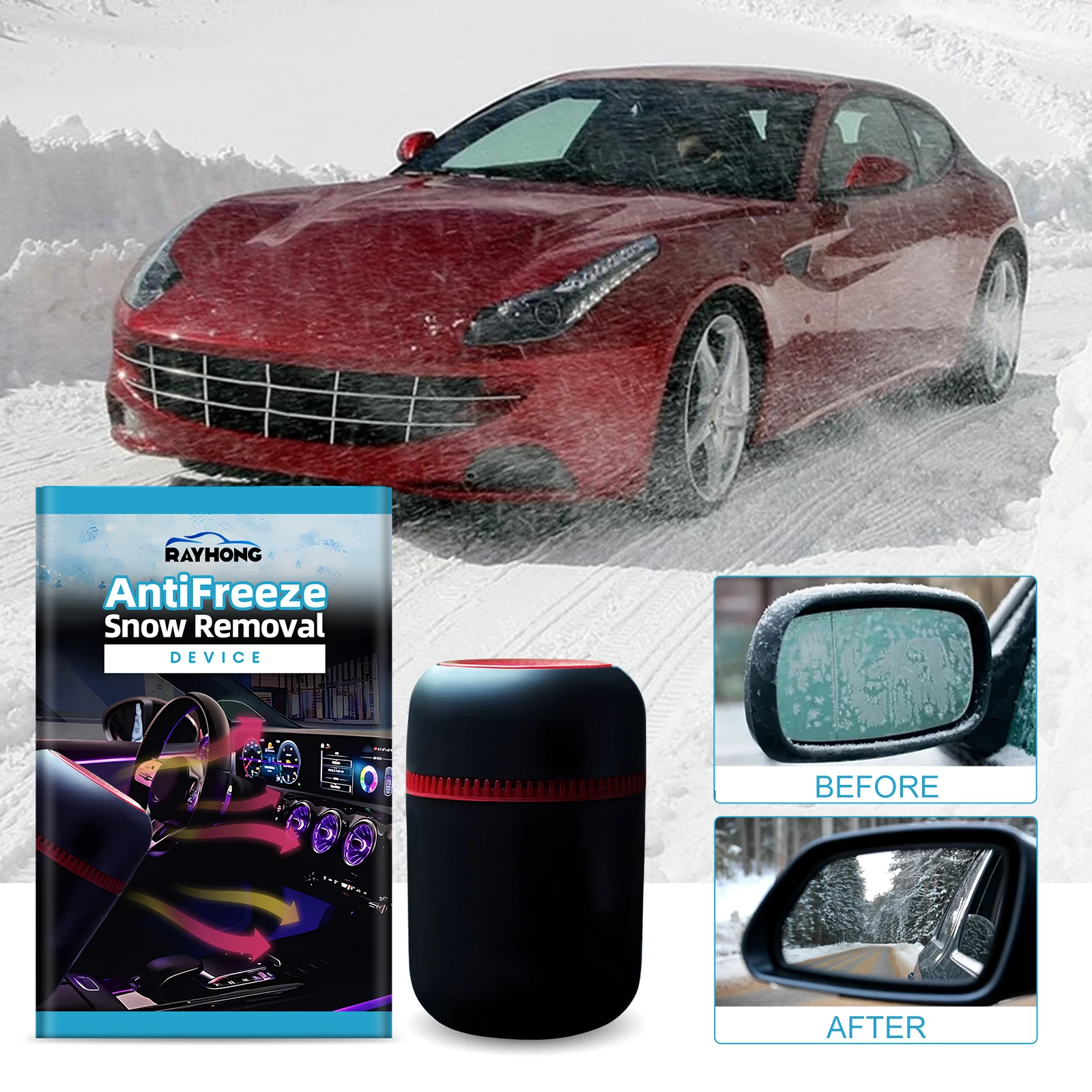 Winter Snow Remover - Car Windshield Rapid Defogger & Powerful De-Icer, Fast Snow-Melting Compact Portable Heater