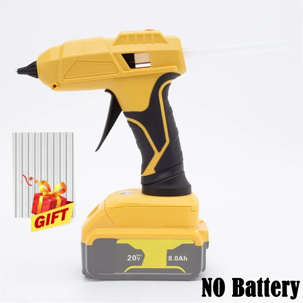 Electric Hot Melt Glue Gun for DeWalt 18V Battery Cordless Glue W /10pcs Glue Stick Hot Melt Welding Hot Air Gun（NO Battery ）