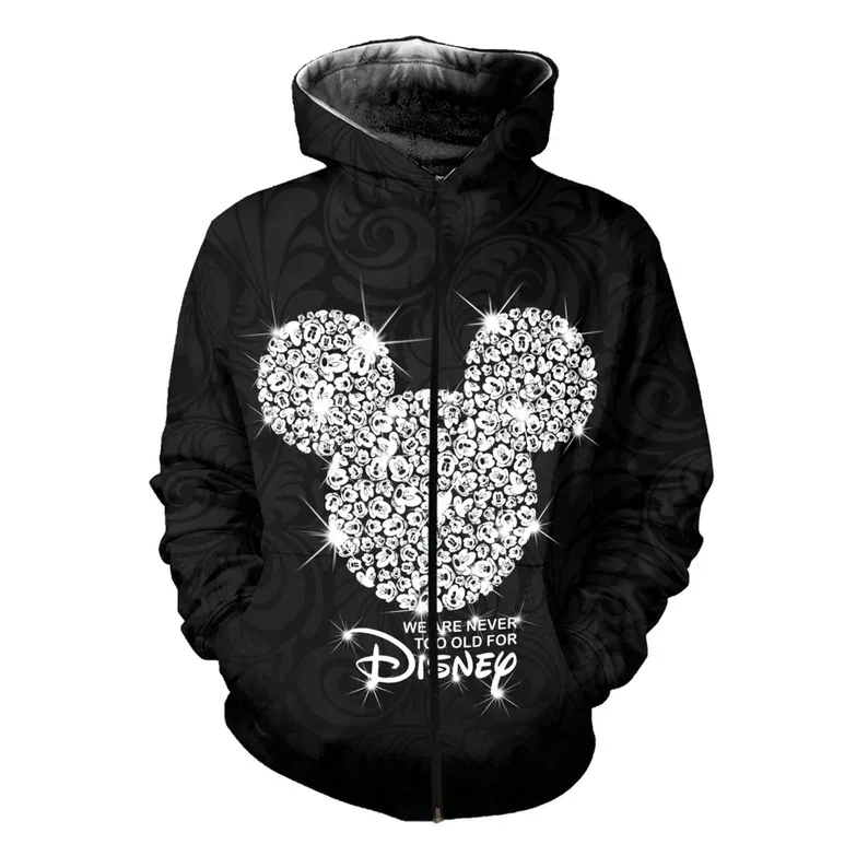 Mickey Mouse 3D Print Hoodie Disney Sweatshirt/Hoodie/Fleece Jacket Unisex Casual Hoodie Fashion Men\'s 3D Zip Hoodie