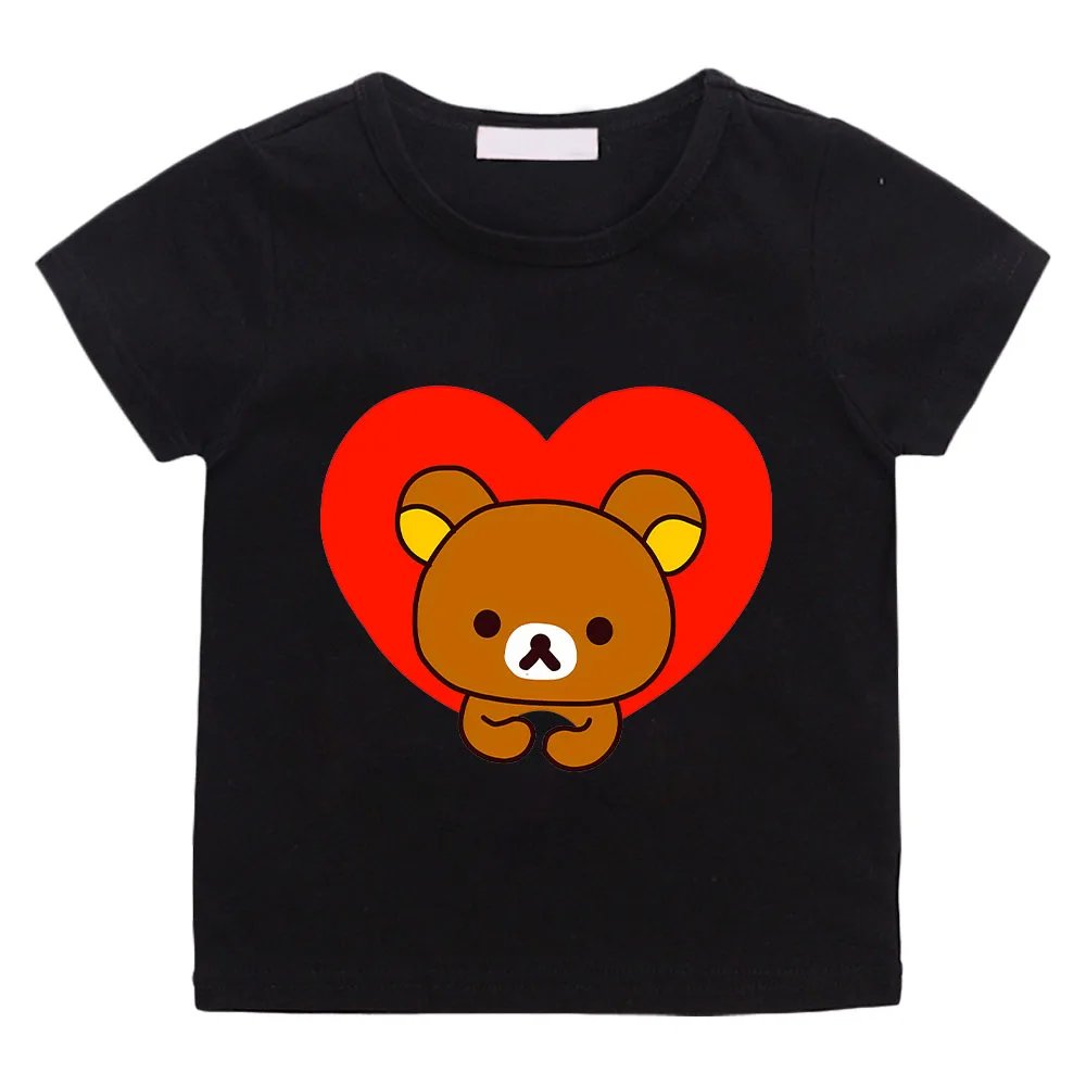 Rilakkuma Cute Kwai TShirt Print Cartoon Casual Summer Children Short-sleeved Anime T-shirt Kids Clothes Boy Game Series TShirt