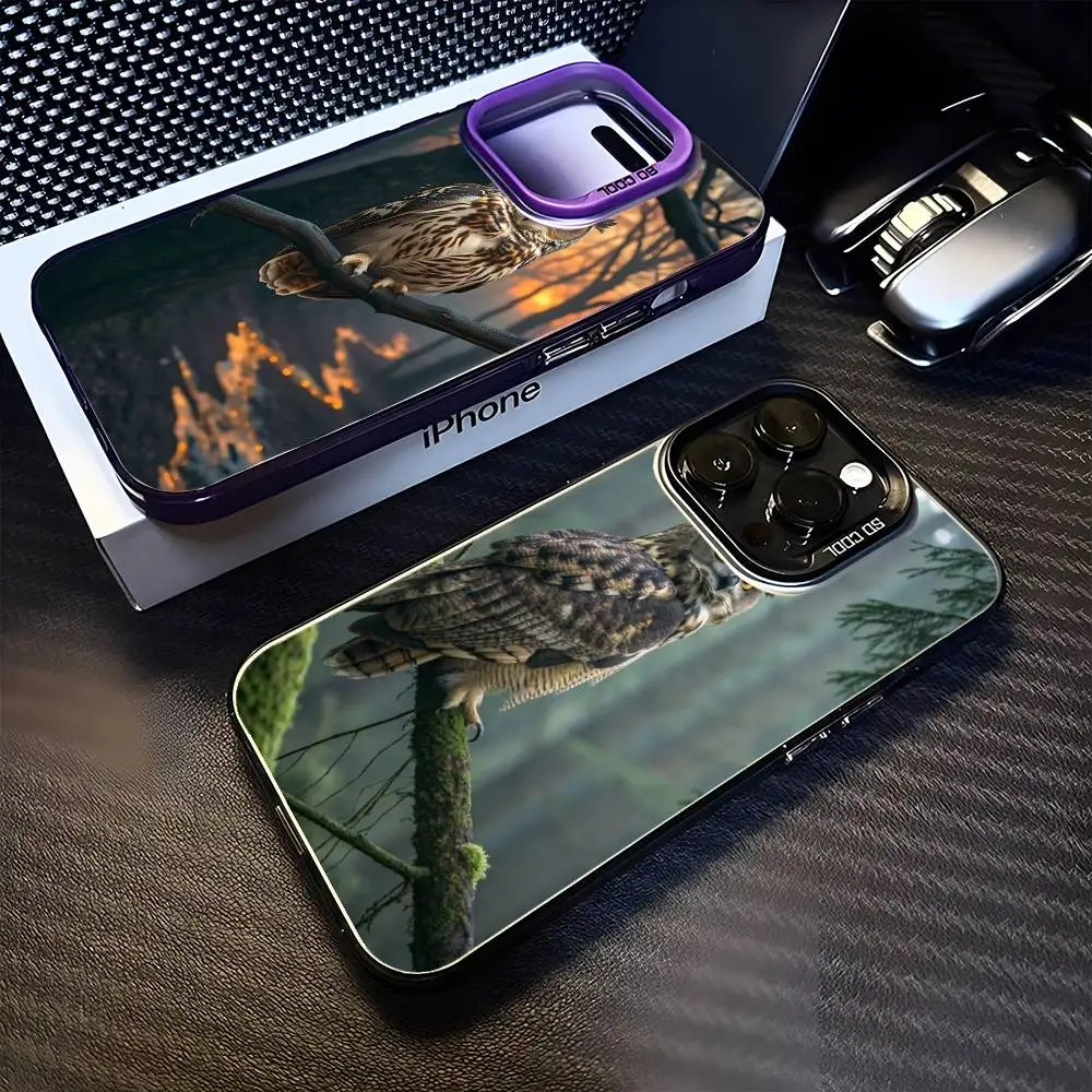 حافظة هاتف OWL FORST الواقعية لهاتف iPhone17,16,15,14,13,12,11 Plus، Pro Max غطاء مقاوم للصدمات باللون الأرجواني غير اللامع #1