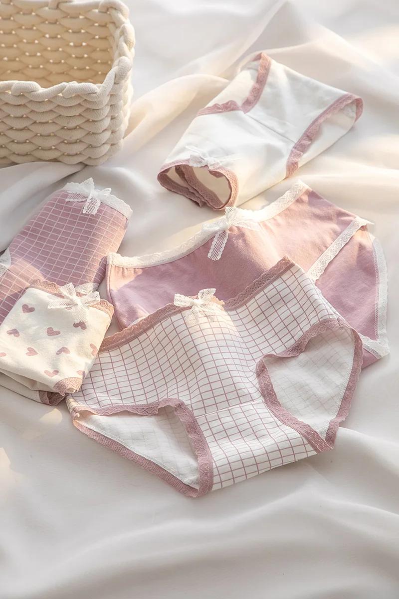 5 Teile/los Nette Liebe Baumwolle Höschen Für Frauen Unterwäsche Druck Panty Mädchen Slip Atmungsaktive Weiche Unterhose Weibliche Sexy Dessous – Detail 19