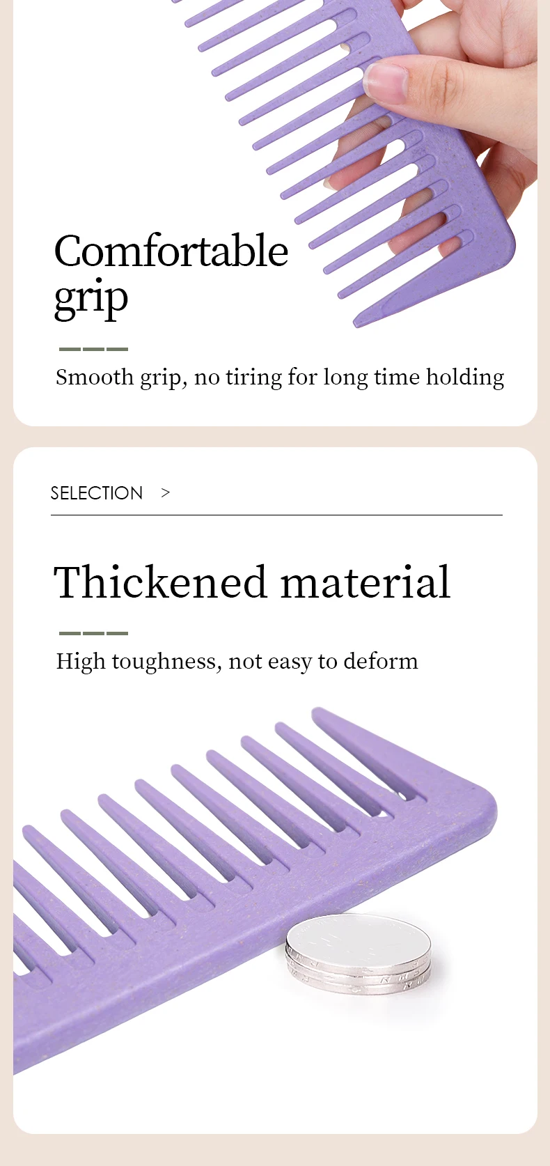 1pc Breite Zähne Kamm Anti-frizz Kopfhaut Massage Haarbürste Umweltfreundliche Weizen Stroh Pinsel Tragbare Haar Schönheit Styling werkzeuge – Detail 7