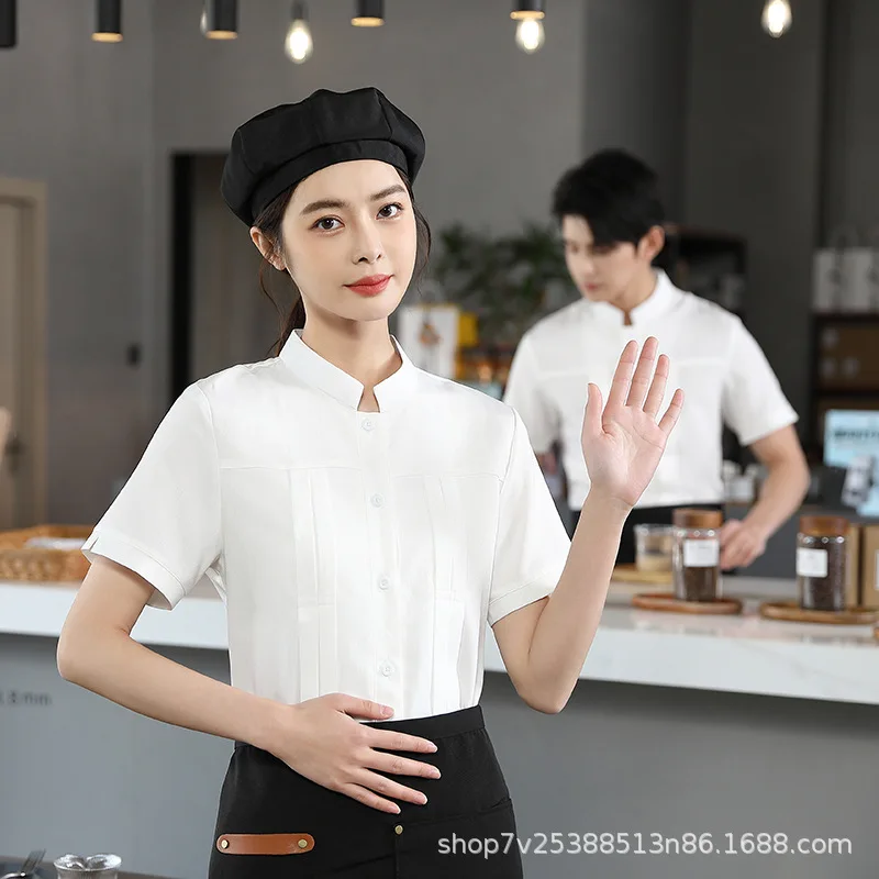 Waiter Workwear Women's Short-Sleeved Summer Shirt Suit Western Restaurant Hotel Hot Pot Restaurant Fast Food Restaurant Tooling