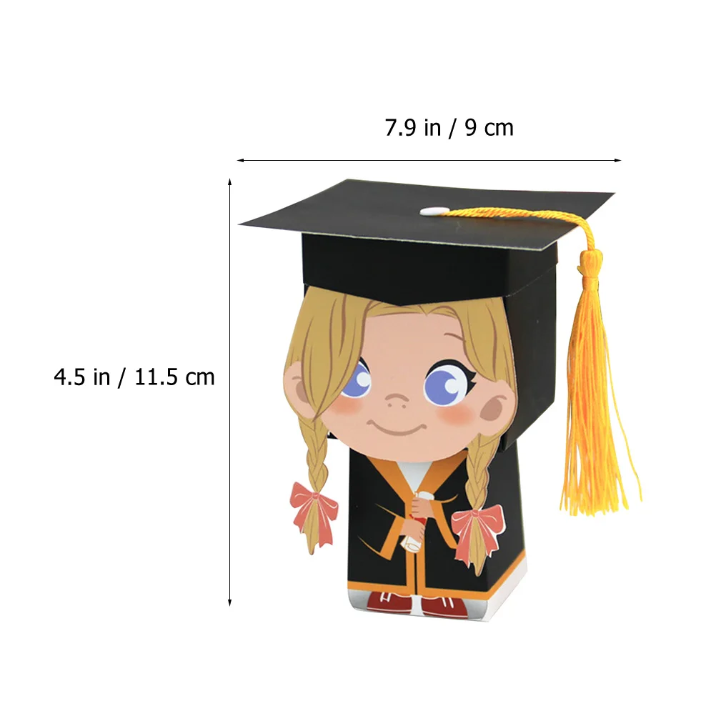 20pcs Candy Boxes Graduation Small Gift Cases Doctoral Cap Candies Packaging Containers