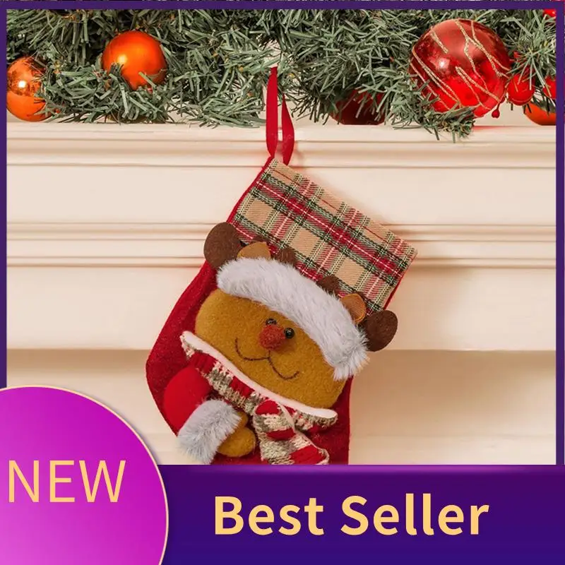 Medias navideñas, bolsa de regalo de dulces, calcetines de alce y muñeco de nieve de Papá Noel 3D, decoración duradera