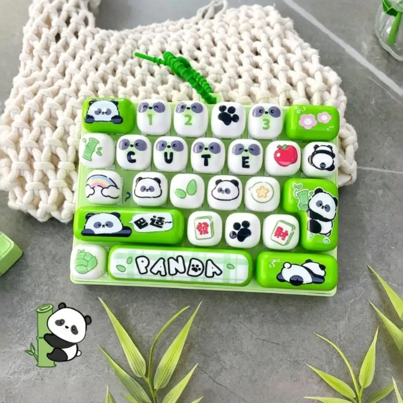 Cute Cartoon Panda Stress Relief Fidget Keychain 26-Key Mini Press Keyboard Bag Ornament for Birthday Party Favors