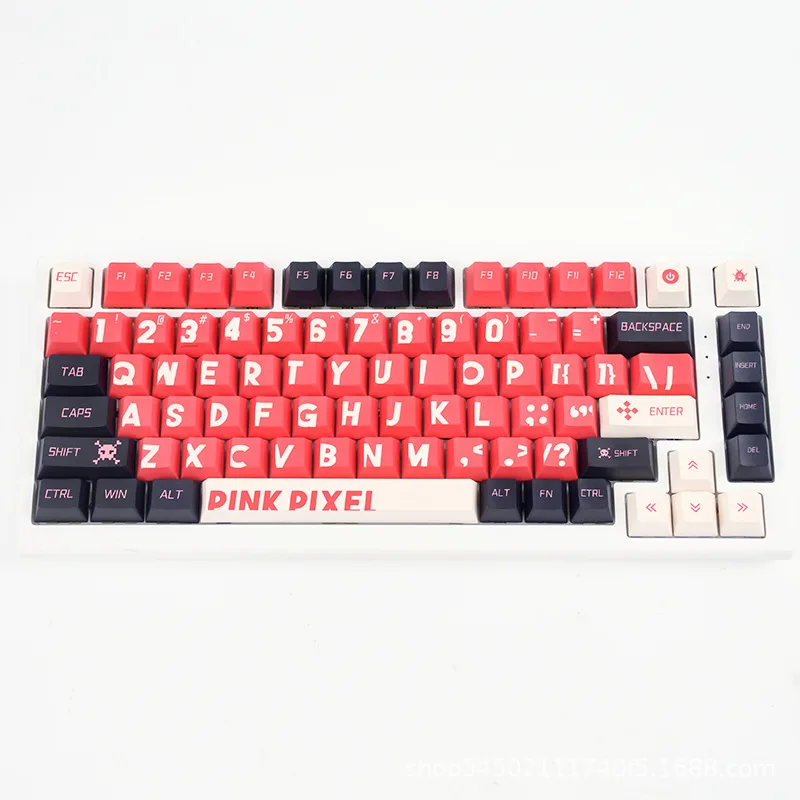 Red White Large Font PBT Keycaps 5-Side Sublimation Original Profile Mechanical Keyboards Compatible for 75/87/98/104 Layout