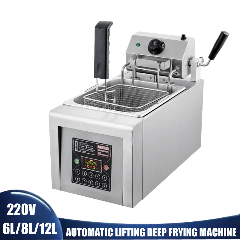 2850W 8L Commercial Automatic Lifting Deep Fryer 12L Electric Dual Tank Deep Fryerer