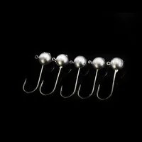 10Pcs 0.5/1/1.5/2g Lead Head Fishing Hooks Weedless Jig Head Barbed Hook for Soft Worm Leads Spherical Head Fish Hooks