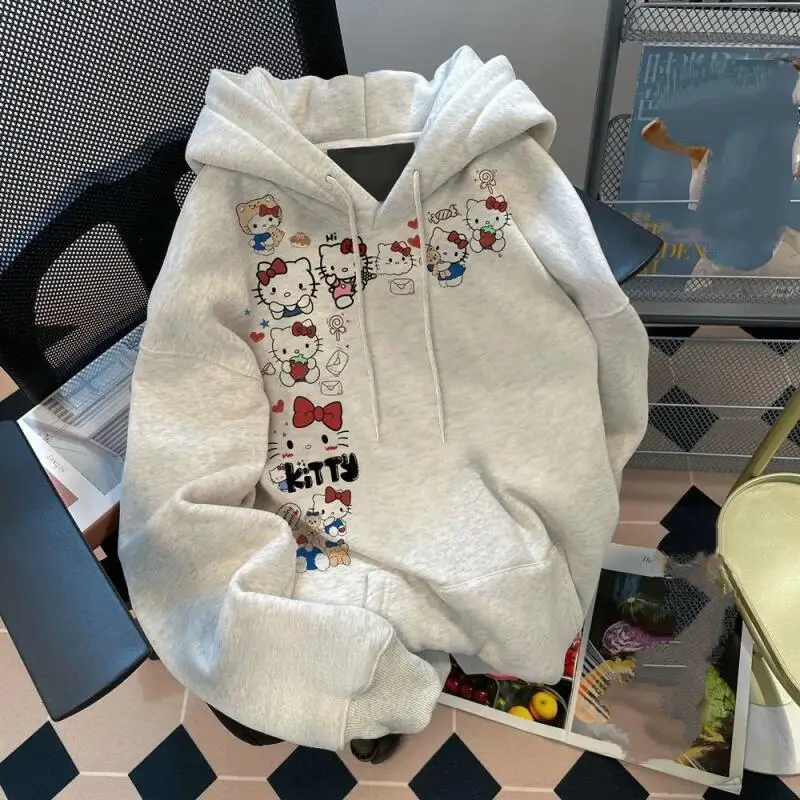 

Мягкая женская толстовка с капюшоном и принтом в стиле аниме «Милый котенок», весенне-осенняя, повседневная, модная, женская, для ношения на каждый день