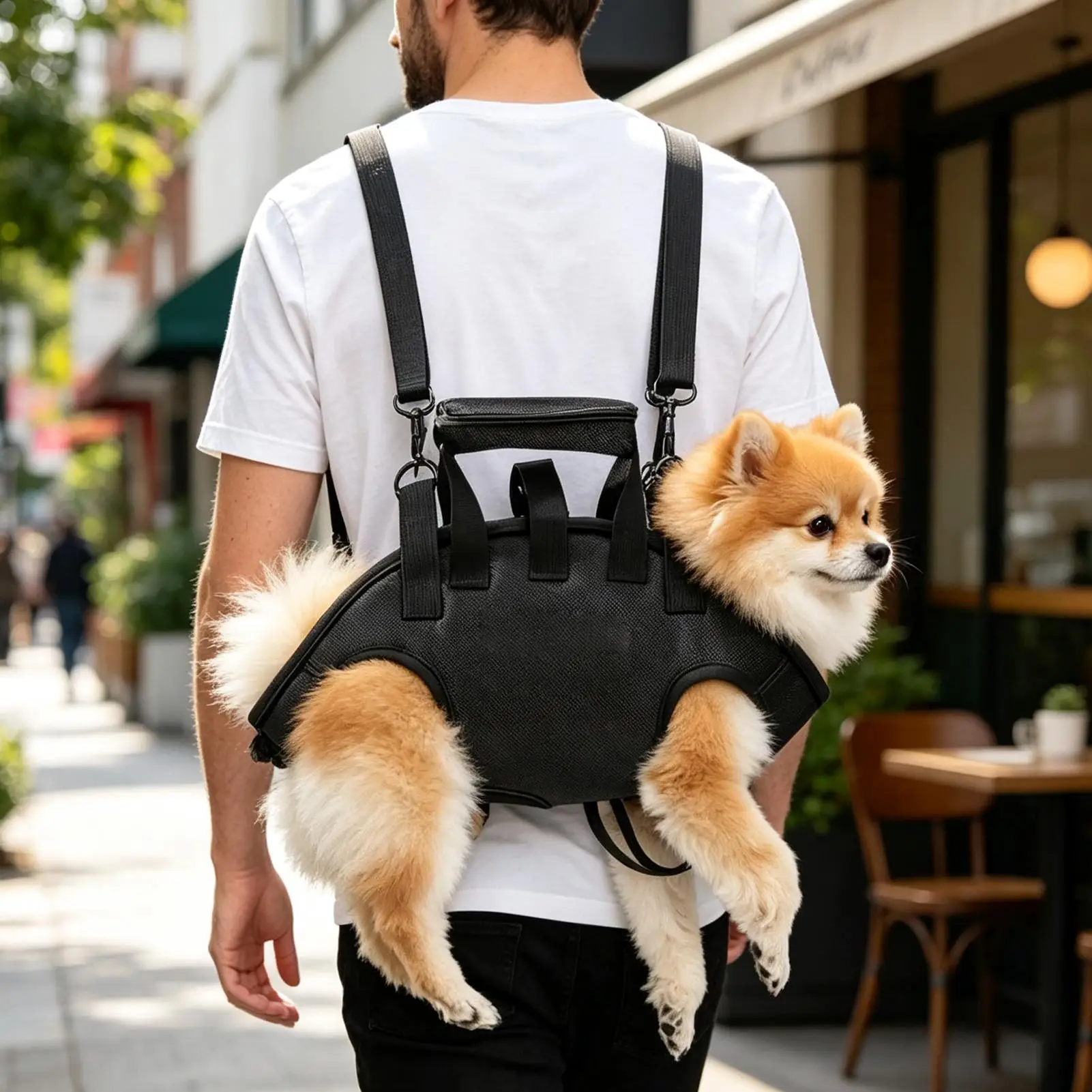 Pet Carrier Backpack Adjustable Portable Bag With 59 Inch Traction Rope Dog Carrying Bag For Outdoor Travel Hiking Walking view 2