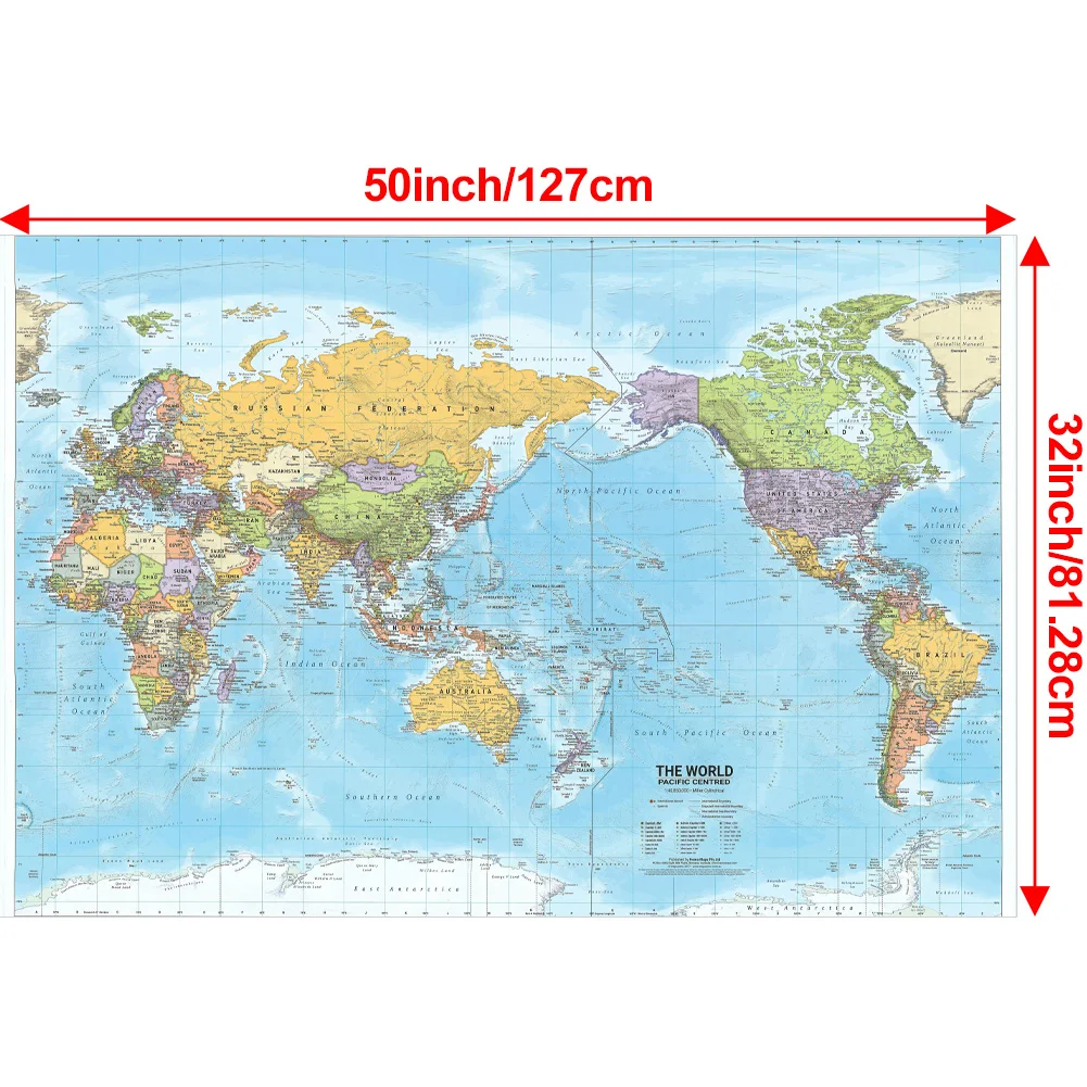 50x32 дюйма ретро карта мира на английском языке полиэфирная ткань печать плакатов живопись образование стены украшение дома без рамки