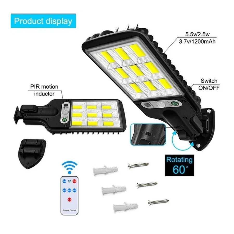 LED Solar Lights Outdoor Garden Street Light With Motion Sensor and Remote Control Waterproof Wall Light for Garage Floodlight