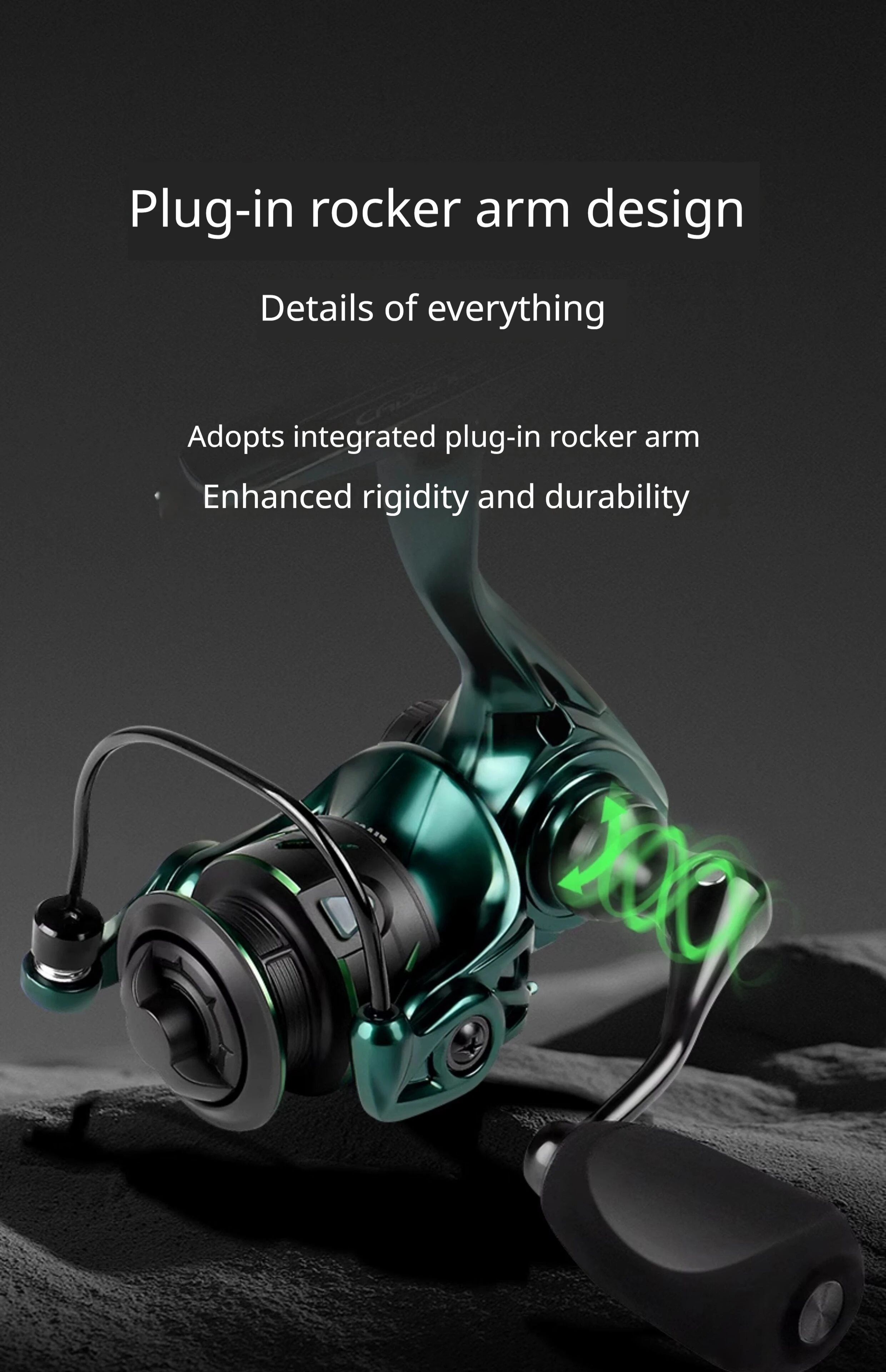 Cadence Mini-Spinnrolle, kleine Angelrolle mit schräger Spule aus Metall für Köderruten, Süßwasser-Angeln im Freien, für Angler – Detail 26