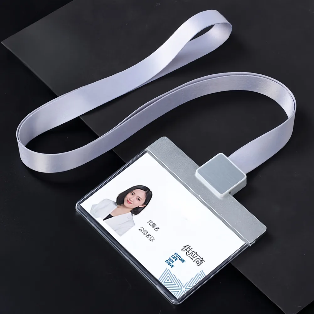 

Aluminum Alloy Work Badge Holder Name Tag Work Information Card Holder Work ID Card Holder Employee ID Holder Bus 2Pcs