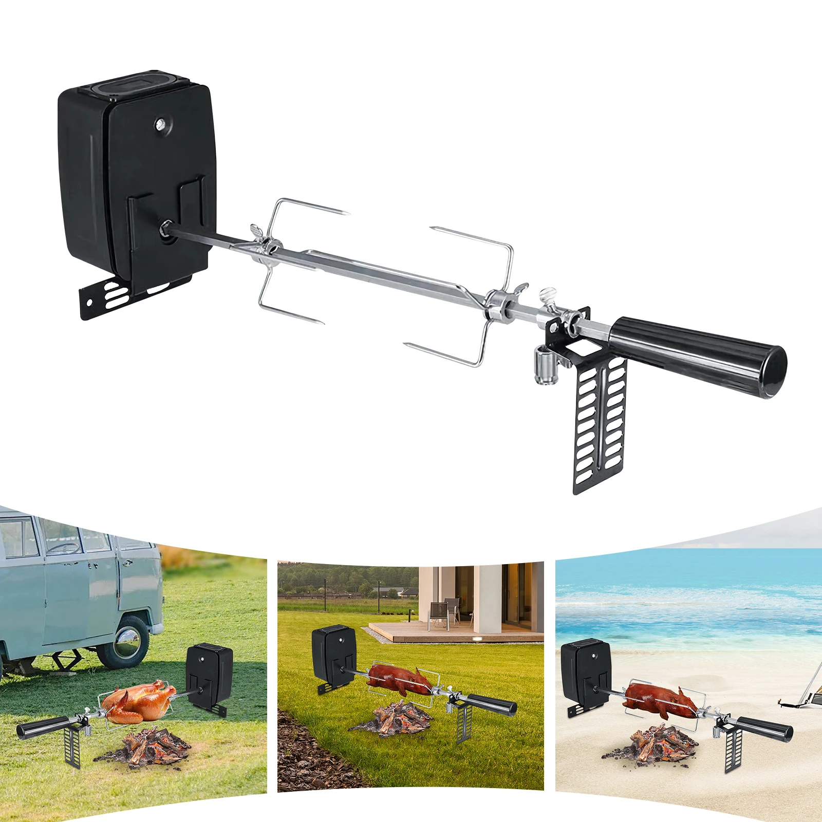 

Комплект электрического гриля, 360° ° Автоматический вращающийся гриль-барбекю из нержавеющей стали, регулируемая высота нагрузки 7 кг для газового/угольного гриля