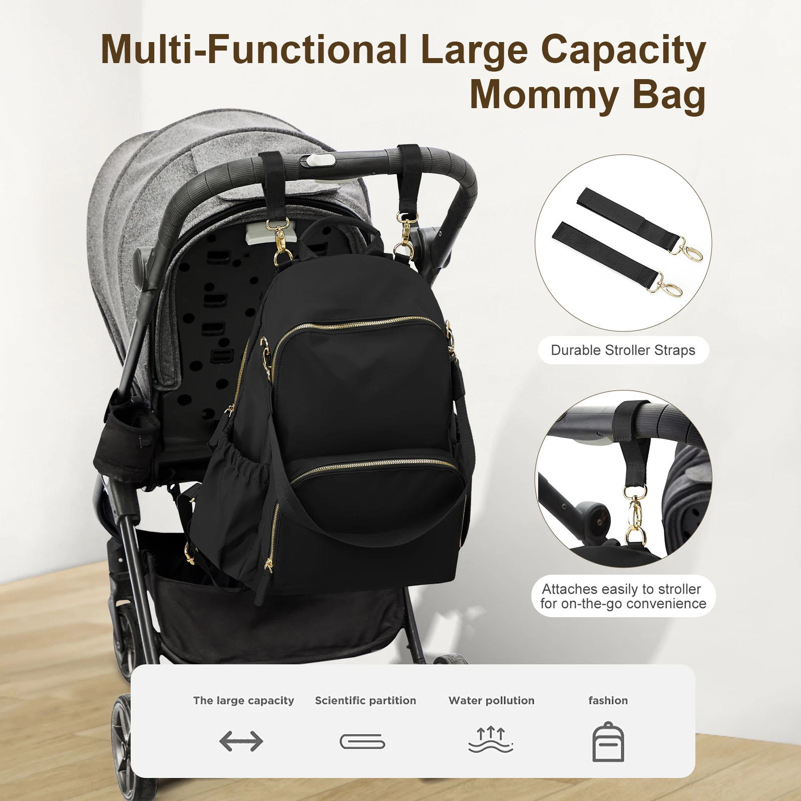 Baby Diaper Bag Backpack for Boys Girls, Multifunction Newborn Nappy Bag Bottle Insulation Bag Mom dad Diaper Bags with Straps