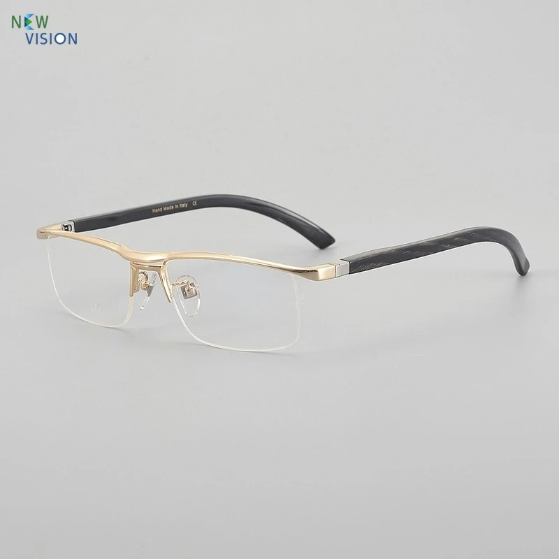 Pure Natural Buffalo Horn Glasses Legs High-end Fashion Business Men Pure Titanium Eyeglass Frame Supporting Prescription Lenses