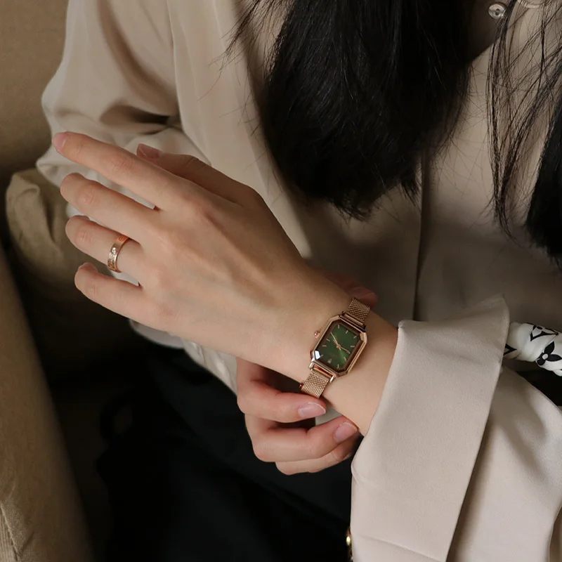 New Vintage Classic Ladies Watch Stainless Steel Strap Rectangular Dial Women Quartz Wristwatch Dropshipping Reloj De Mujer