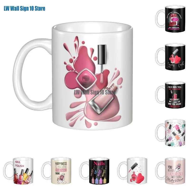 Fashion Nail Polish Cosmetics Coffee Mug DIY Custom Manicurist Ceramic Mug Creative Gift Outdoor Work Camping Cups And Mugs