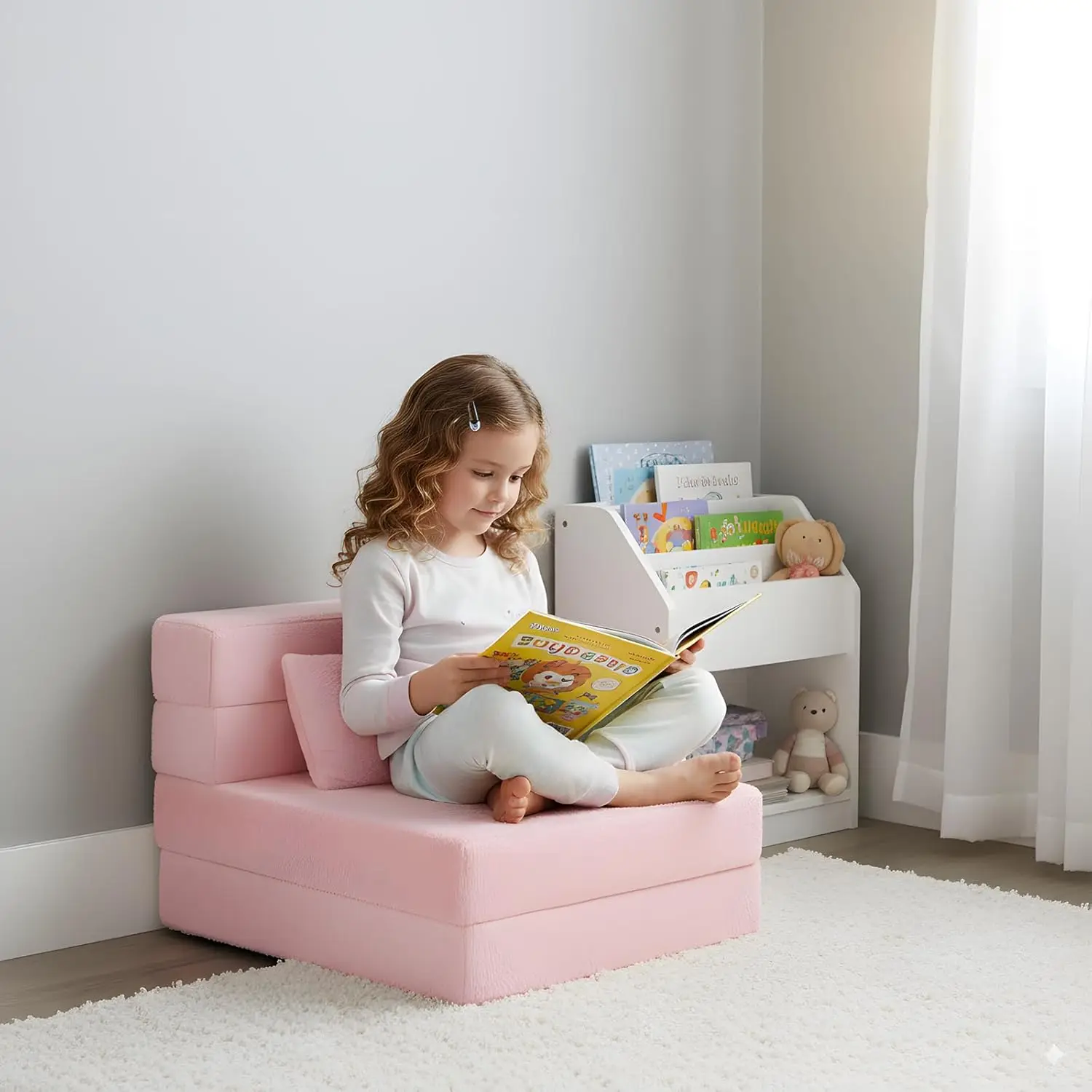 أريكة سرير قابلة للطي للأطفال مع وسادة، سجادة أرضية قابلة للغسل للنوم أثناء النهار، حقيبة تخزين محمولة #2
