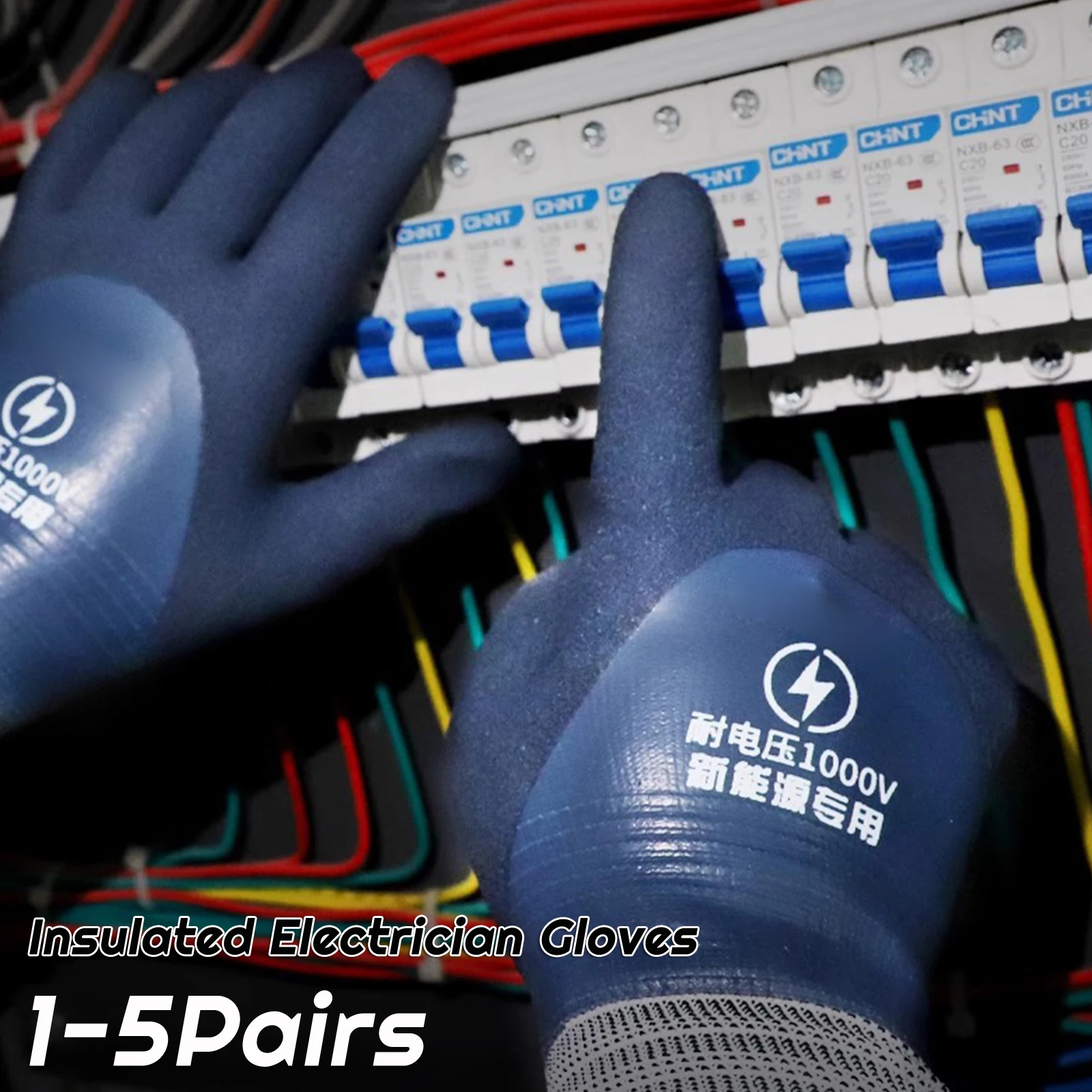 Voltage Resistant Electrician Gloves 1000V Work Gloves Rubber Electrical Insulated Gloves for Electricians Prevent Shock