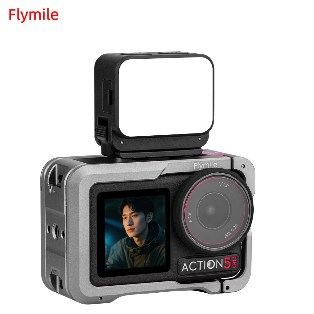 Flymile Fill Light for DJI Action 5 Pro/Action 4 Mini LED Vlogging Light IPX4 Waterproof  Magnetic Light