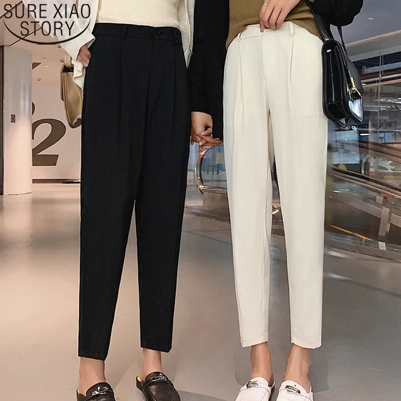 

Spring and Summer Women Harem Pants 2022 New Casual Solid Work Suit Pants Loose Loose Ankle-length Ladies Trousers 9394