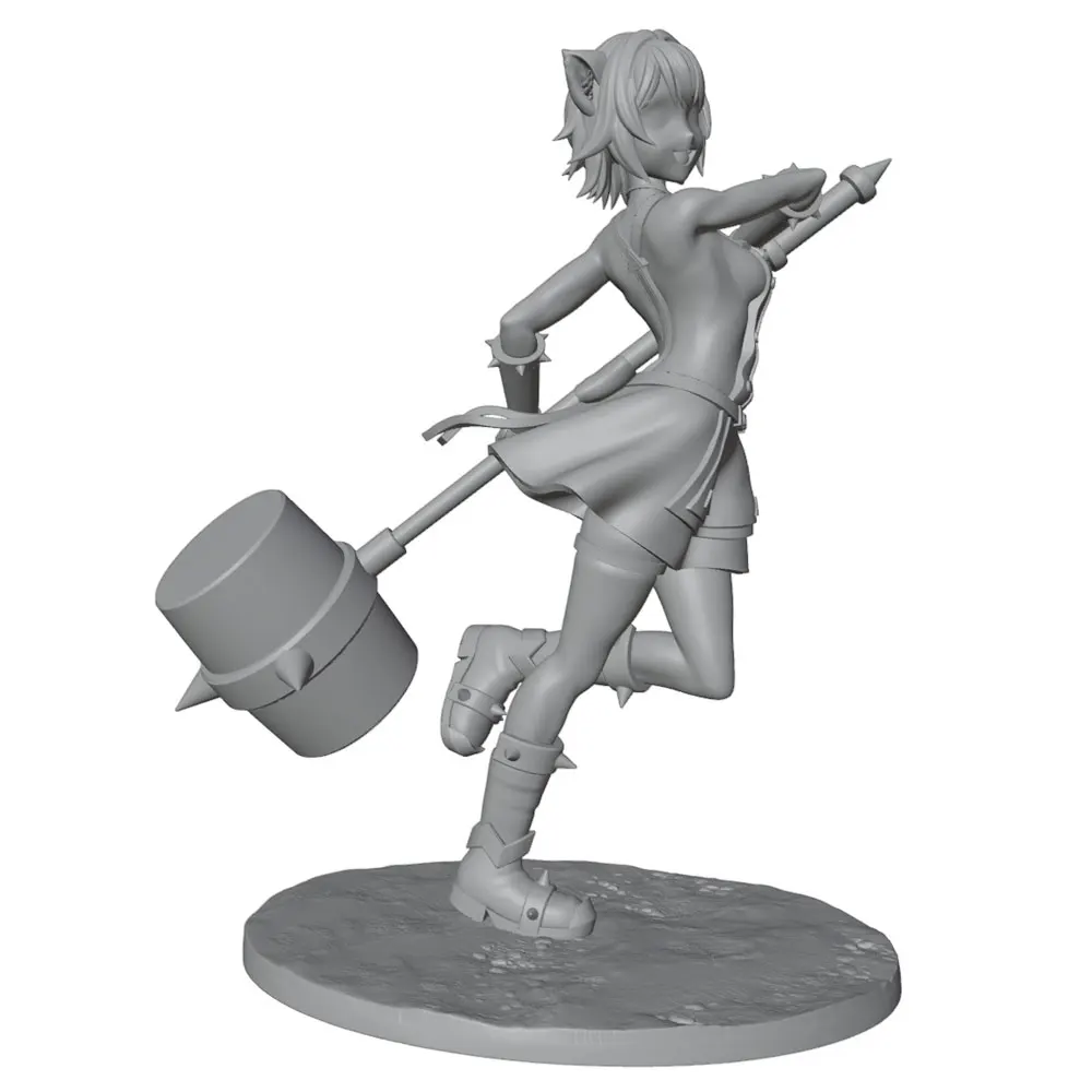 Figura de resina sin pintar niña con martillo para rol y coleccionismo - imagen 2