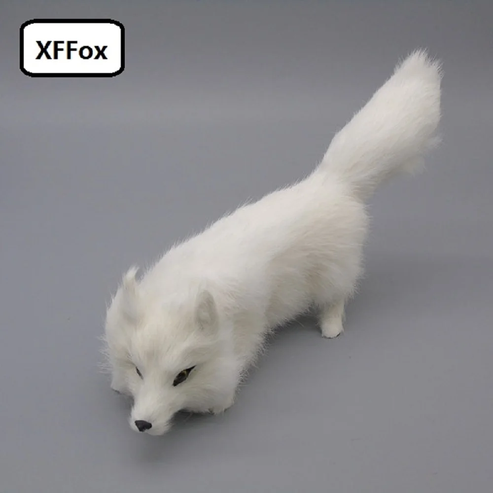 

new real life white fox model plastic&furs simulation rise tail fox gift about 28x14cm xf1729